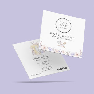 Tarjeta De Visita Cuadrada Su Logo Aquí Pastel De Cocina De Cocina Floral