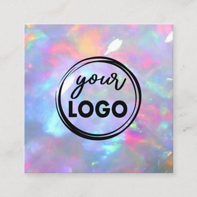 Tarjeta De Visita Cuadrada su logo en la foto de gemstone opal (Anverso)
