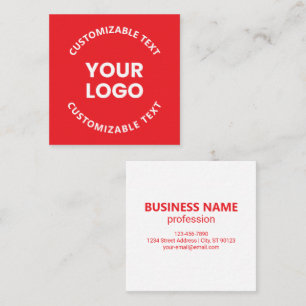 Tarjeta De Visita Cuadrada Su logotipo / cualquier imagen cargada y texto cir