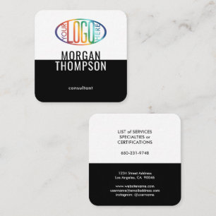 Tarjeta De Visita Cuadrada Su logotipo verde moderno del bosque de Kraft Mini