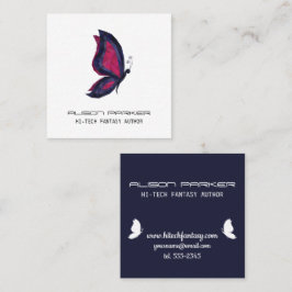 Tarjeta De Visita Cuadrada Su tecnología alas mariposas fantasía escritor aut