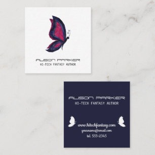 Tarjeta De Visita Cuadrada Su tecnología alas mariposas fantasía escritor aut