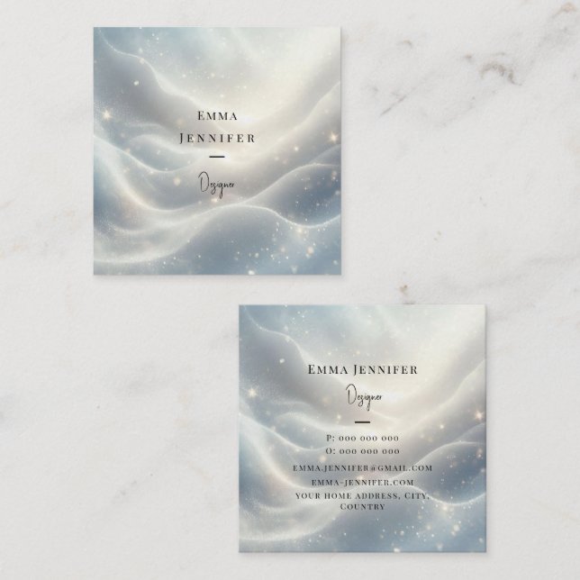 Tarjeta De Visita Cuadrada Suave y suave fondo purpurina (Anverso / Reverso)