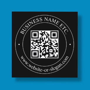 Tarjeta De Visita Cuadrada Sube tu código QR y texto personalizable Negro
