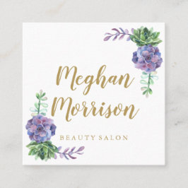 Tarjeta de visita cuadrada suculenta púrpura