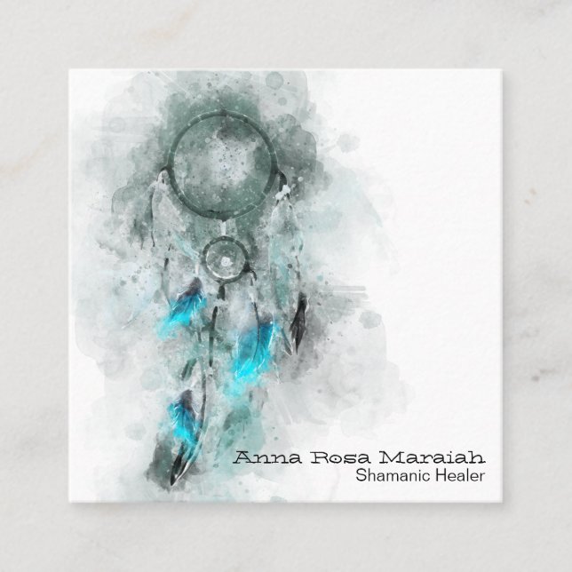 Tarjeta De Visita Cuadrada *~* Sueña con tribal Sagrado Shamen Shamanic (Anverso)