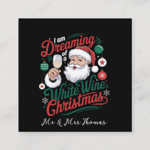 Tarjeta De Visita Cuadrada Sueño con un Navidad de vino blanco