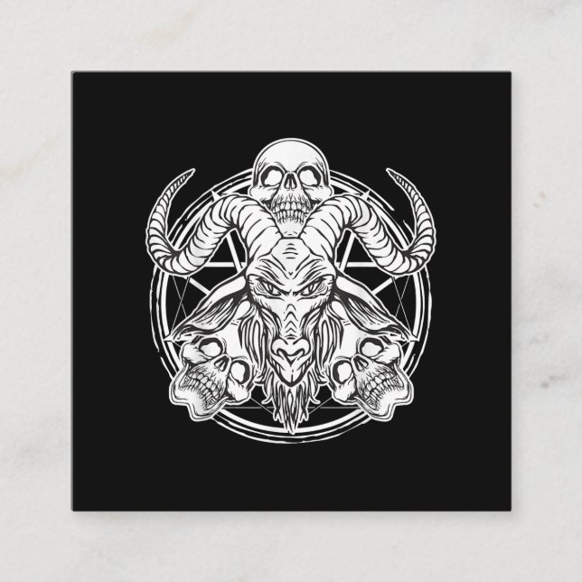 Tarjeta De Visita Cuadrada Sugar Skull Baphomet Goat Gift (Anverso)