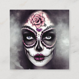Tarjeta De Visita Cuadrada Sugar Skull Mujer Oscuro Grunge Gothic Steampunk S