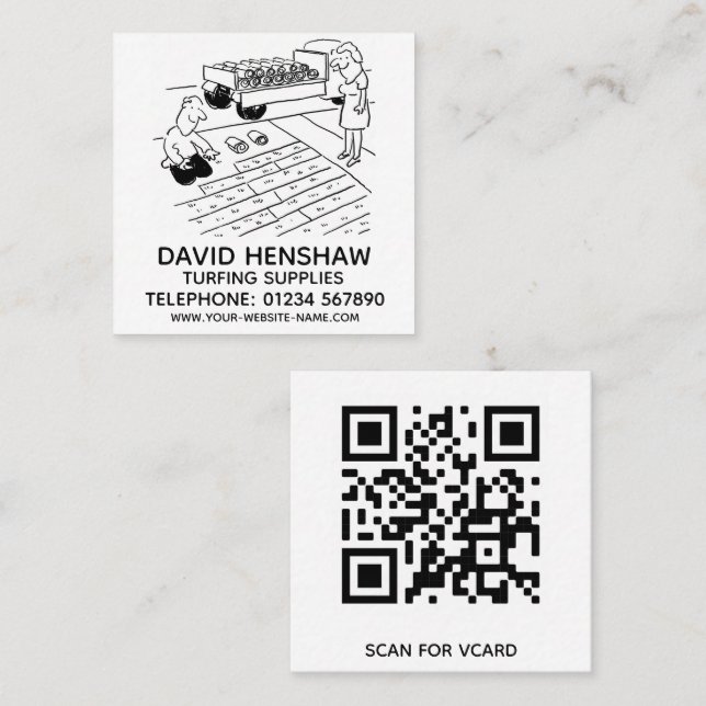 Tarjeta De Visita Cuadrada Suministros de estampado y turf (Anverso / Reverso)