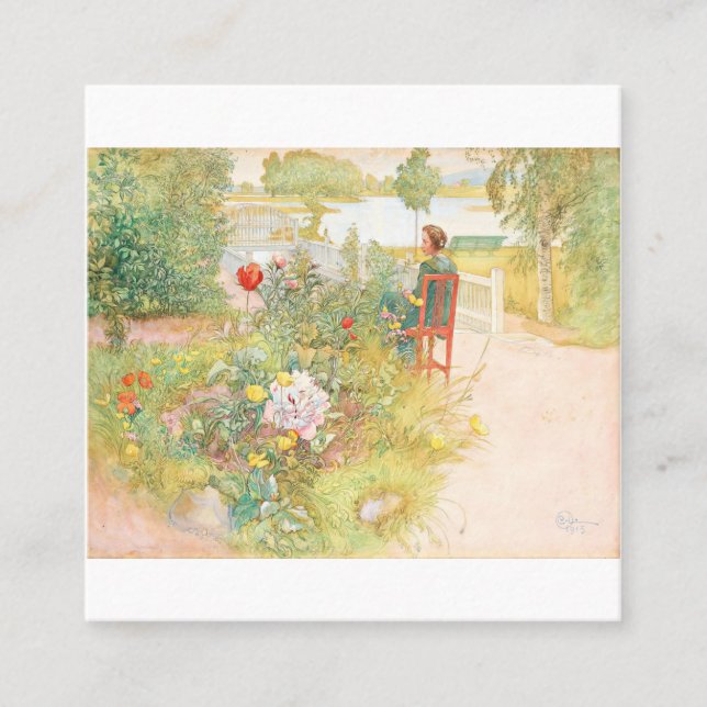 Tarjeta De Visita Cuadrada Summer In Sundborn Por Carl Larsson (Anverso)