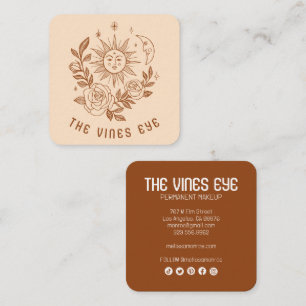 Tarjeta De Visita Cuadrada Sun Moon y los Rosas PERSONALIZADOS de Boho mágico