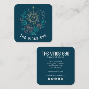 Tarjeta De Visita Cuadrada Sun Moon y los Rosas PERSONALIZADOS de Boho mágico