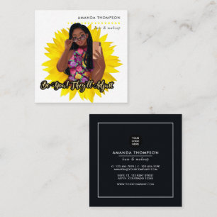 Tarjeta De Visita Cuadrada Sunflower Black Woman Beauty Moda Square Busine