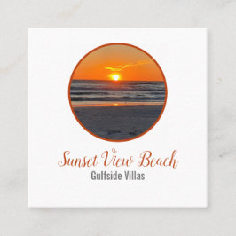 Tarjeta De Visita Cuadrada Sunset Coastal Beach Resort