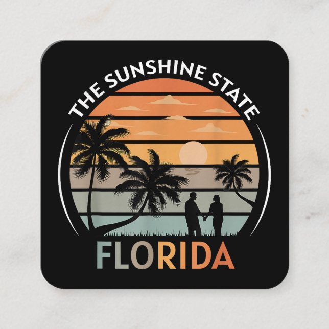 Tarjeta De Visita Cuadrada Sunset de la playa de Verano de Florida (Anverso)