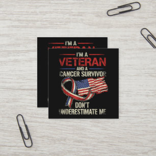 Tarjeta De Visita Cuadrada Superviviente de Cáncer Veterano No Me Subestimes