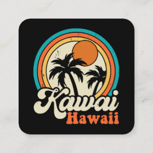 Tarjeta De Visita Cuadrada Surfing Kawaii Hawái