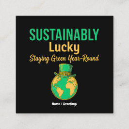 Tarjeta De Visita Cuadrada Sustainably Lucky Earth Eco-Friendly Green Living 