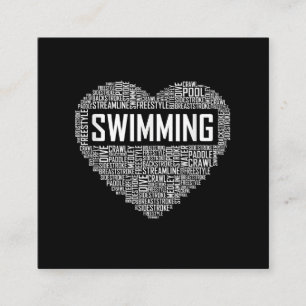 Tarjeta De Visita Cuadrada Swimming Heart Coach Swimmer Gift Swift Lover Rega