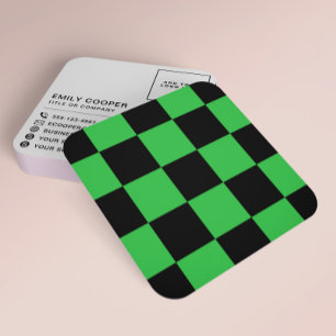 Tarjeta De Visita Cuadrada Tablero de ajedrez moderno Añadir logotipo Verde n