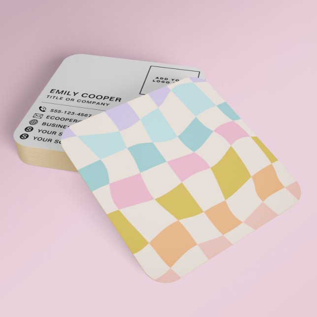 Tarjeta De Visita Cuadrada Tablero de cheques retro simple para Groovy Su log (Subido por el creador)