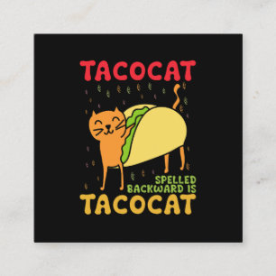 Tarjeta De Visita Cuadrada Tacocat deletreado al revés Tacos Gatos Cinco De M