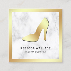 Tarjeta De Visita Cuadrada Tacones altos stilettos de mármol blanco con lámin