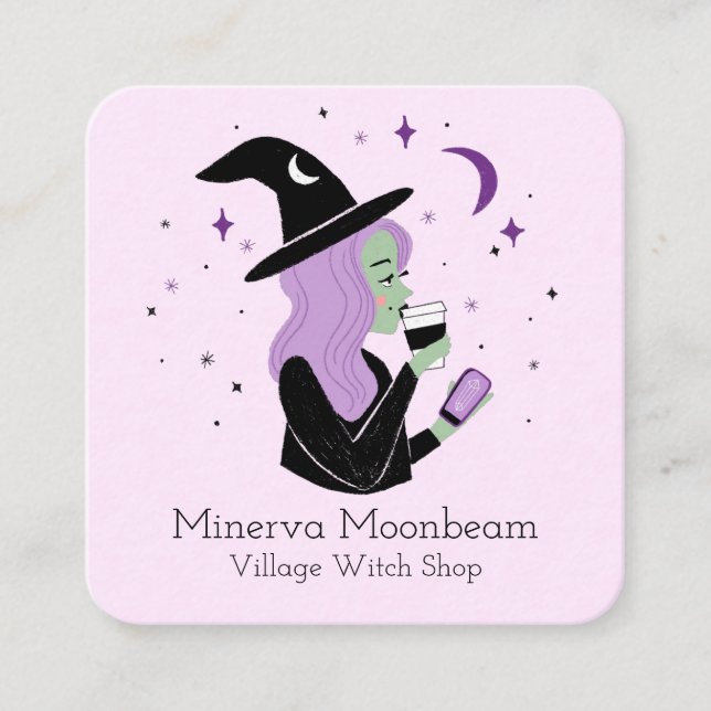 Tarjeta De Visita Cuadrada Taller básico de brujas de Witch Pastel (Anverso)