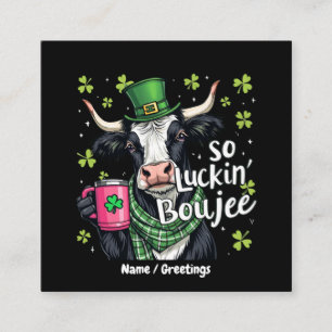 Tarjeta De Visita Cuadrada Tan Suerte Boujee Retro Día de San Patricio