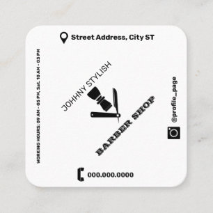 Tarjeta De Visita Cuadrada Tapa de estilo de Rhomboide blanco negro