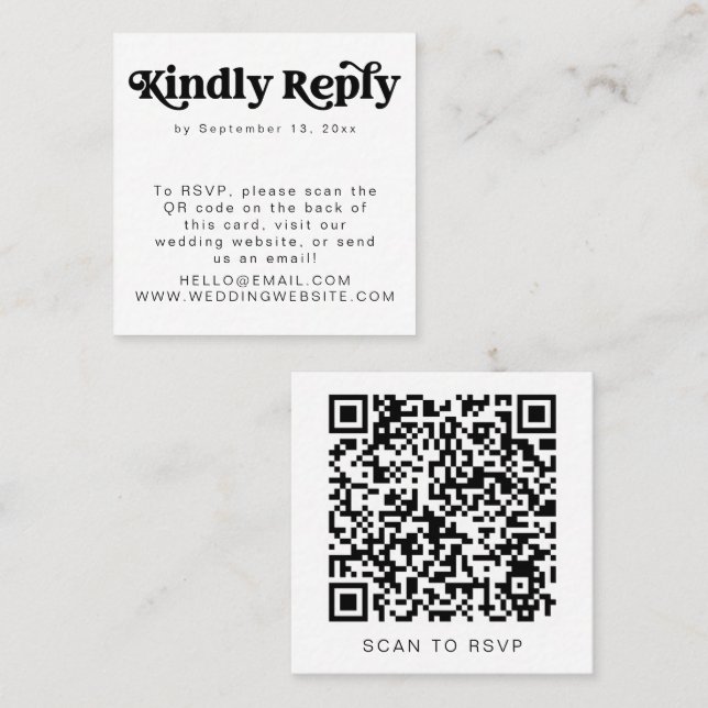 Tarjeta De Visita Cuadrada Tarjeta cuadrada CHARLI Retro Groovy 70 con código (Anverso / Reverso)