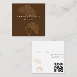 Tarjeta De Visita Cuadrada Tarjeta cuadrada de color marrón de la hoja Gingko