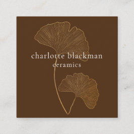 Tarjeta De Visita Cuadrada Tarjeta cuadrada de color marrón de la hoja Gingko