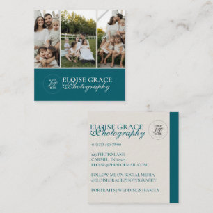 Tarjeta De Visita Cuadrada Tarjeta cuadrada de fotografía moderna turquesa 3 