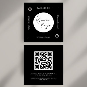 Tarjeta De Visita Cuadrada Tarjeta cuadrada de redes sociales con código QR ú