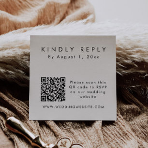Tarjeta De Visita Cuadrada Tarjeta cuadrada RSVP de código QR Minimalista mod