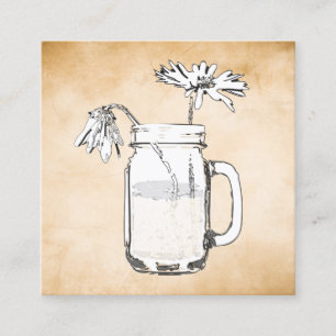 Tarjeta De Visita Cuadrada tarjeta de negocios cuadrada mason jar daisies