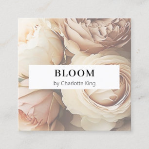Tarjeta De Visita Cuadrada Tarjeta de negocios moderna, floral cuadrada