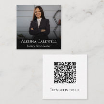 Tarjeta de presentación cuadrada con código QR y f