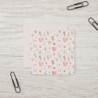 Tarjeta De Visita Cuadrada Tarjeta de presentación cuadrada de corazones flor
