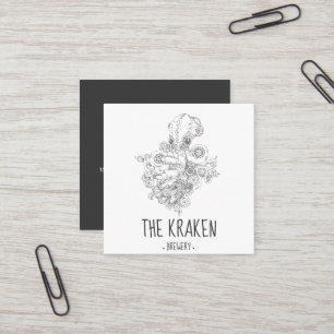 Tarjeta De Visita Cuadrada Tarjeta de presentación cuadrada Steampunk Kraken