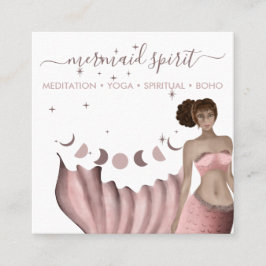 Tarjeta De Visita Cuadrada Tarot espiritual de la sirena rosa de la luna