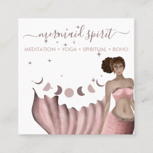 Tarjeta De Visita Cuadrada Tarot espiritual de la sirena rosa de la luna