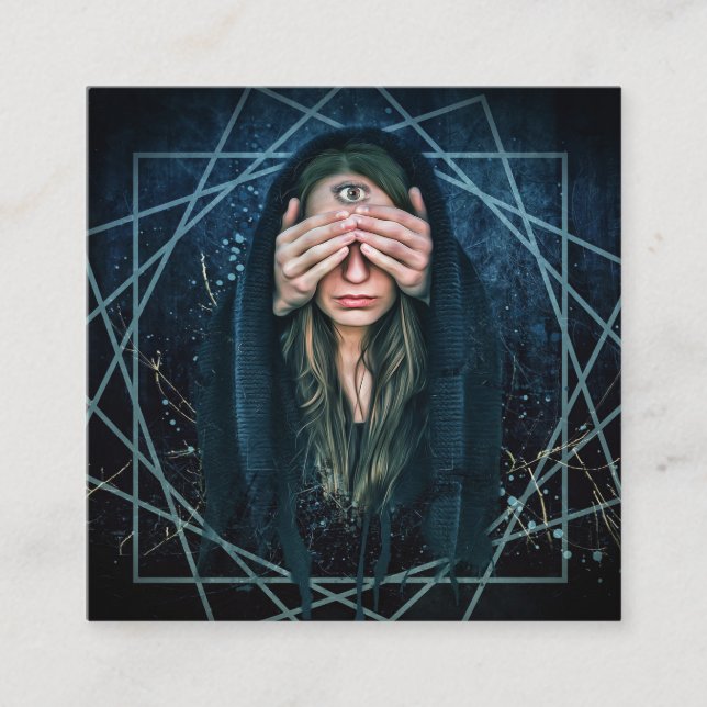 Tarjeta De Visita Cuadrada Tarot Media Lecturas Tercer Ojo (Anverso)