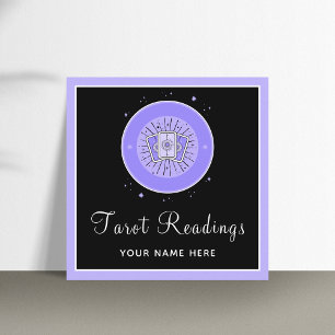 Tarjeta De Visita Cuadrada Tarot moderno leyendo Fortune Teller morado y negr