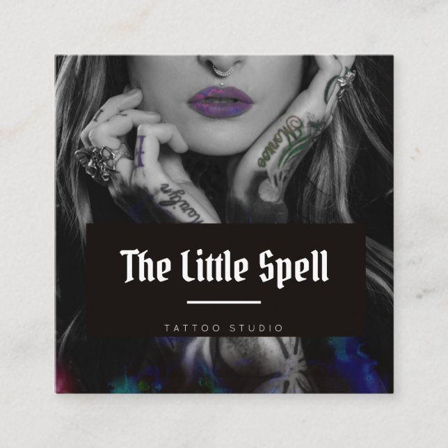 Tarjeta De Visita Cuadrada Tattoo Studio / Tattoo Artista (Anverso)