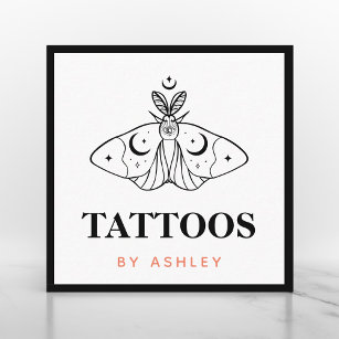 Tarjeta De Visita Cuadrada Tatuaje Artista Mariposa Estética Tercer Ojo Místi