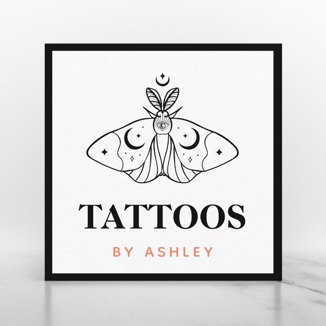 Tarjeta De Visita Cuadrada Tatuaje Artista Mariposa Estética Tercer Ojo Místi (Subido por el creador)