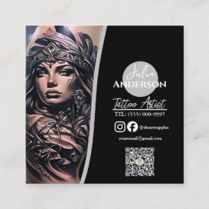 Tarjeta De Visita Cuadrada Tatuaje moderno Artista Depuración de negocios